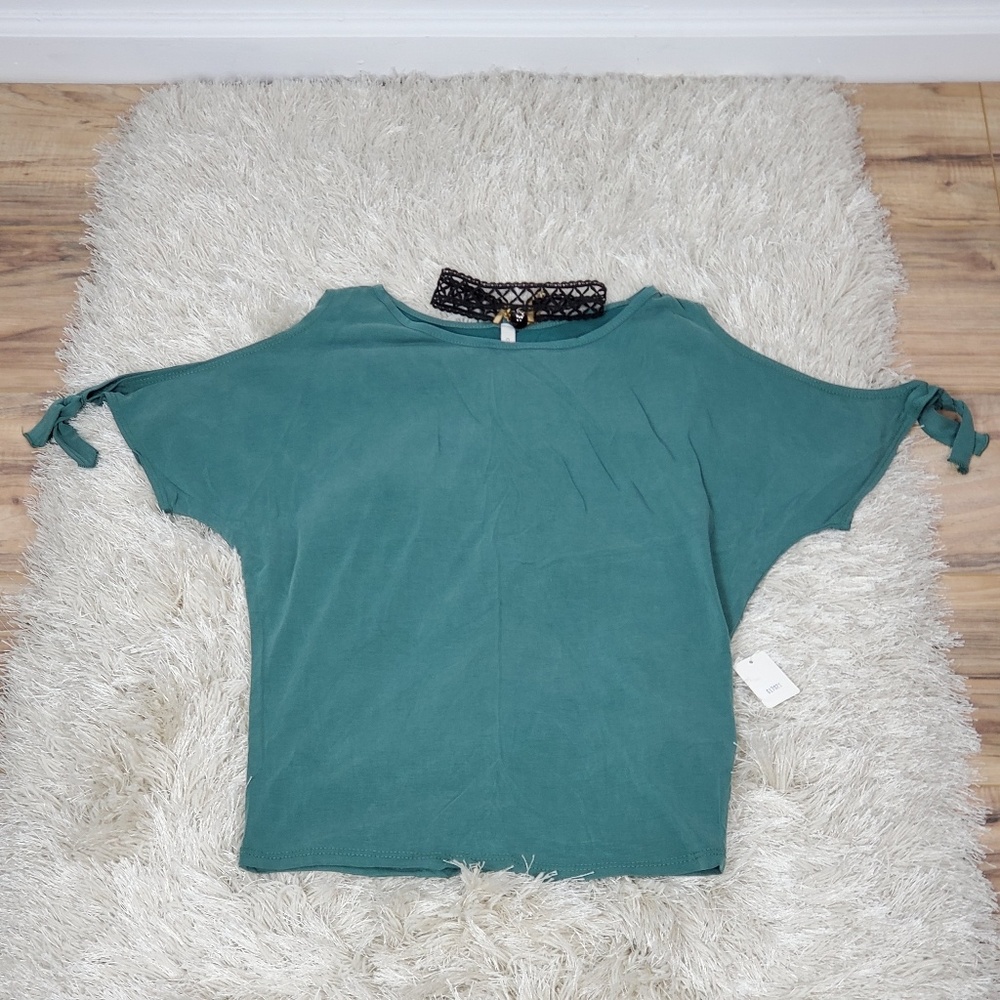 Women's Top Open Sleeve Short Sleeve Color Green